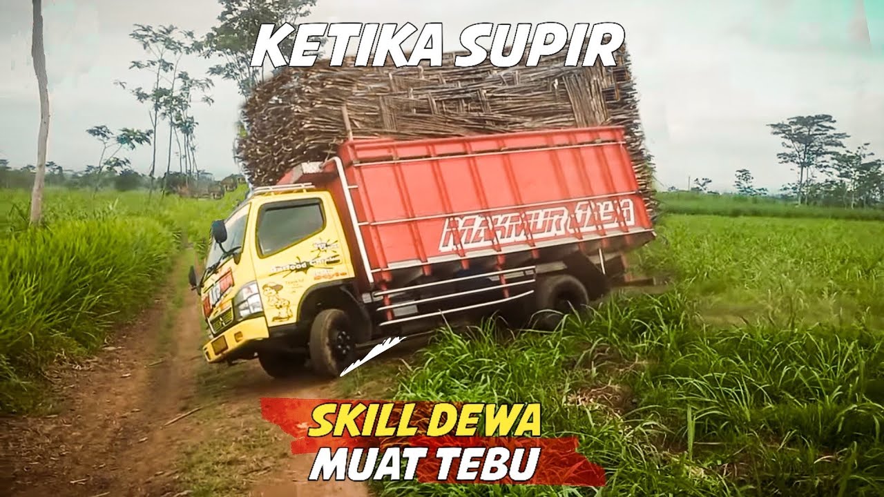 truk canter muat tebu hampir tumbang | sopir pro