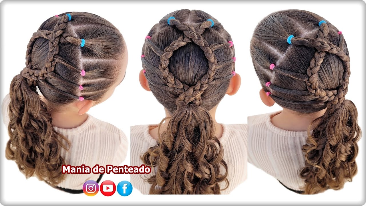 Penteado Fácil para Escola Rabo de Cavalo com Tranças 😍| Easy Braids Ponytail Hairstyles for Girls 💕
