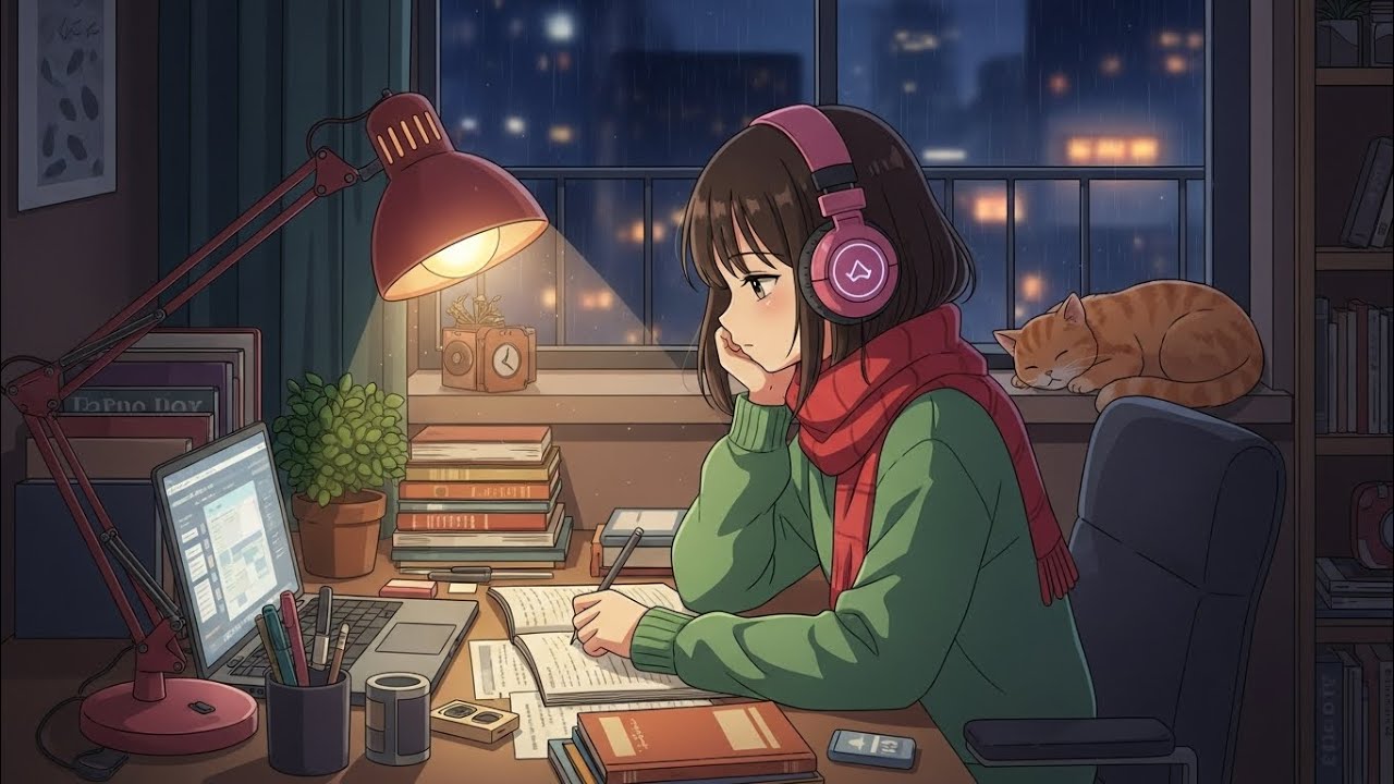 ☕📚 Deep Focus Beats for Study, Work & Relaxation | Cozy Rainy Night Lofi 🌧️🌙✨