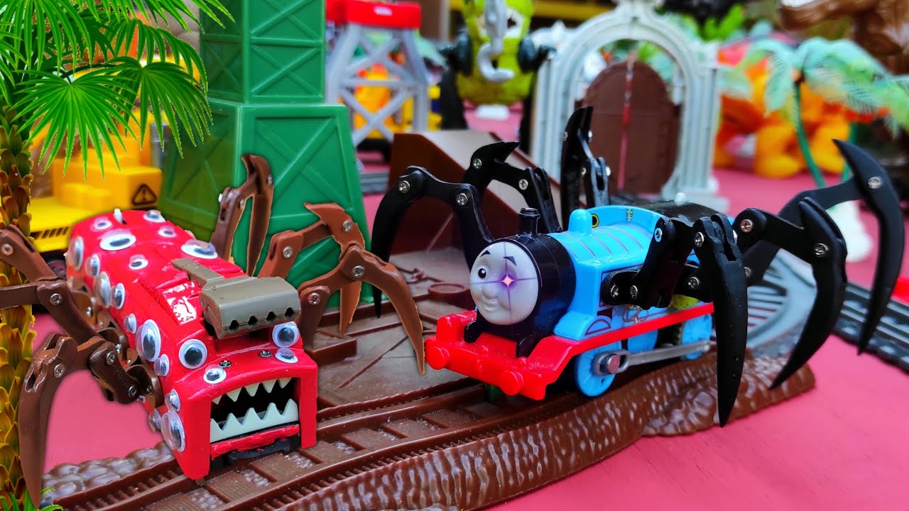 Kereta Api Hantu Laba-laba, Choo Choo Charles, Dinosaurus T Rex, Brontosaurus,  Truk Pemadam 1