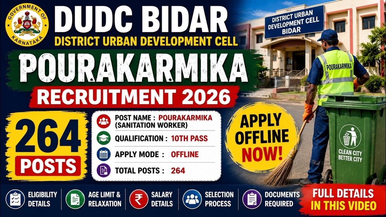 District Urban Development Cell Bidar Pourakarmika Recruitment 2026 Notification Released