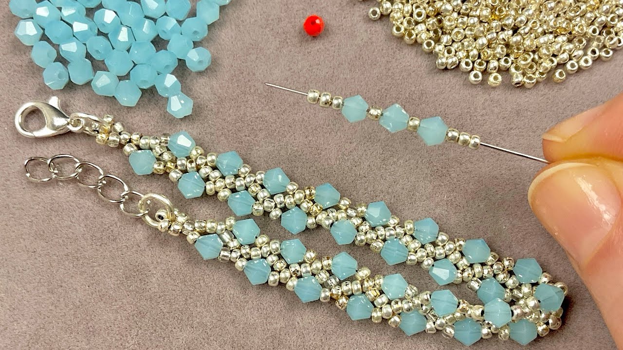 EASY Beaded Bracelet Tutorial: Crystal Beads Jewelry Making at Home!