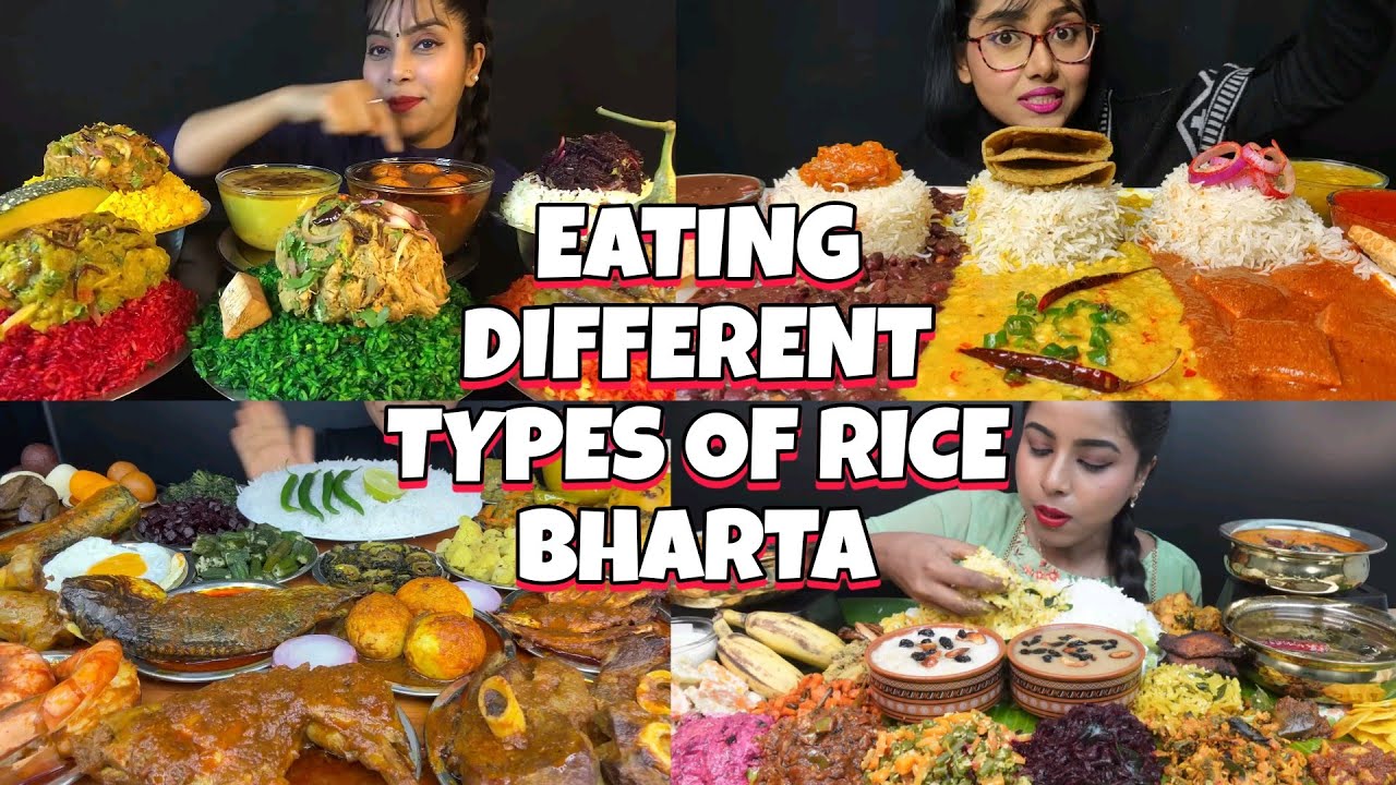 EATING RAJMA CHAWAL DIFFERENT TYPES OF BHARTA SAMBAR KHEER DAL CHAWAL EATING SHOW EATING VIDEOS 