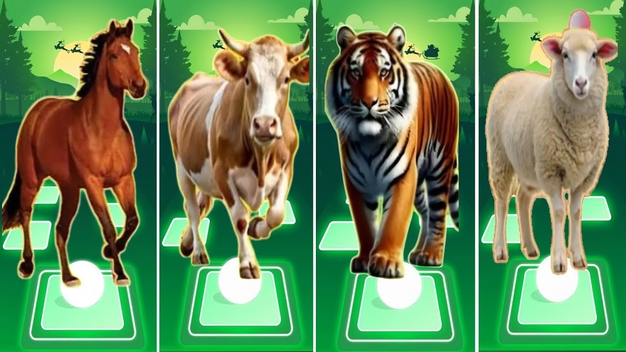 🐄Funny Cow 🆚🐎Funny Horse 🆚🐅Funny Tigers 🆚🐑Funny Sheep 🎶 Coffin Dance Song Tiles Hop EDM Rush