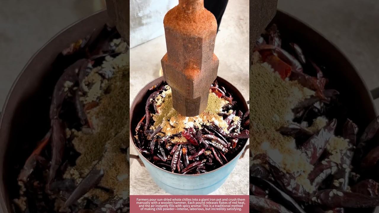 Traditional Chili Powder Making by Farmers &ndash; Spicy Power in Action! 🌶️🔥
