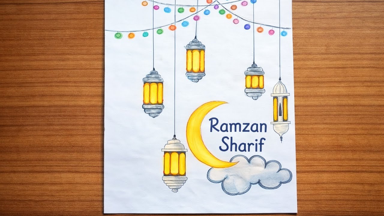 l ✨ Ramadan Kareem Art 🌙Simple but beautiful Ramzan drawing 🤍