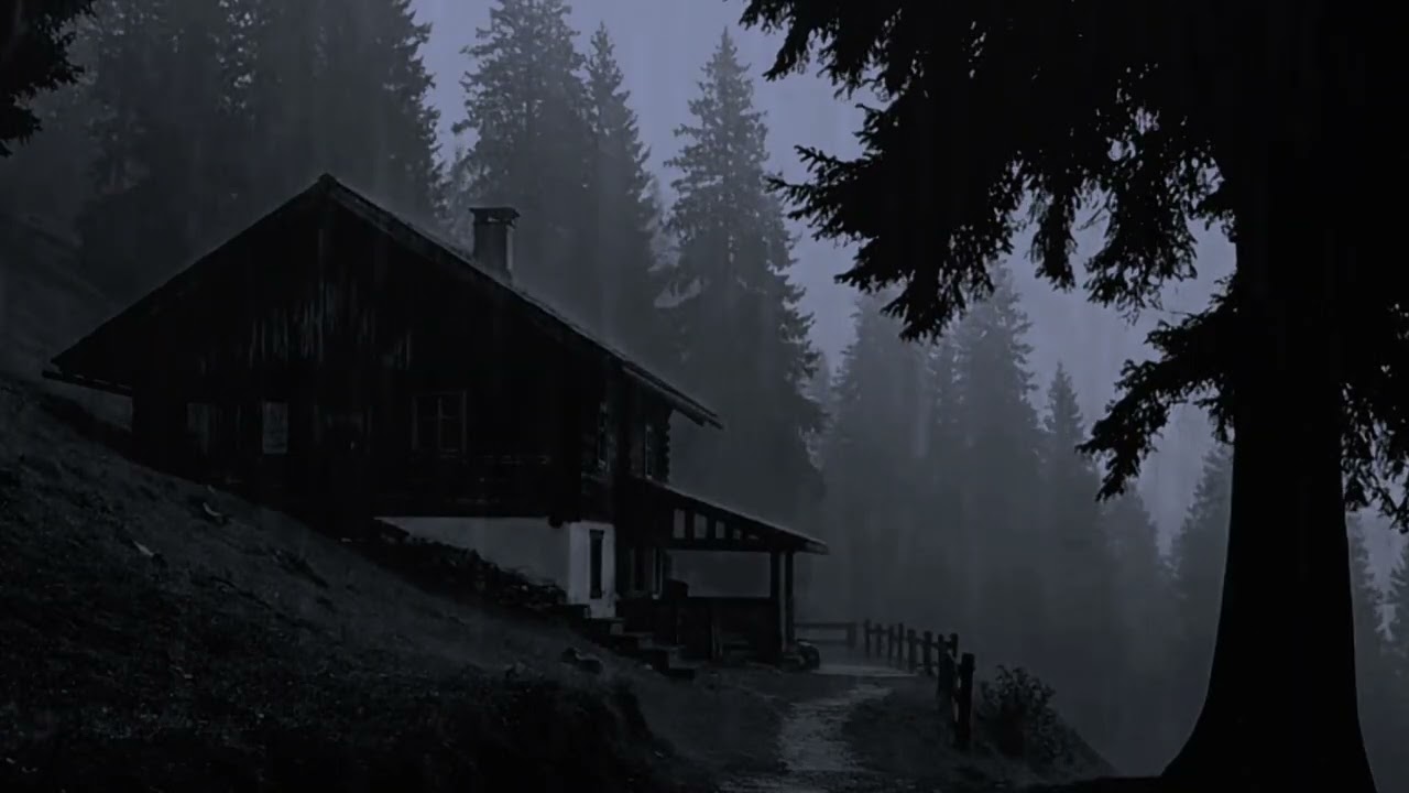 🌧️ Cozy cabin rain at nightt, dark forest rain ambience for deep sleep