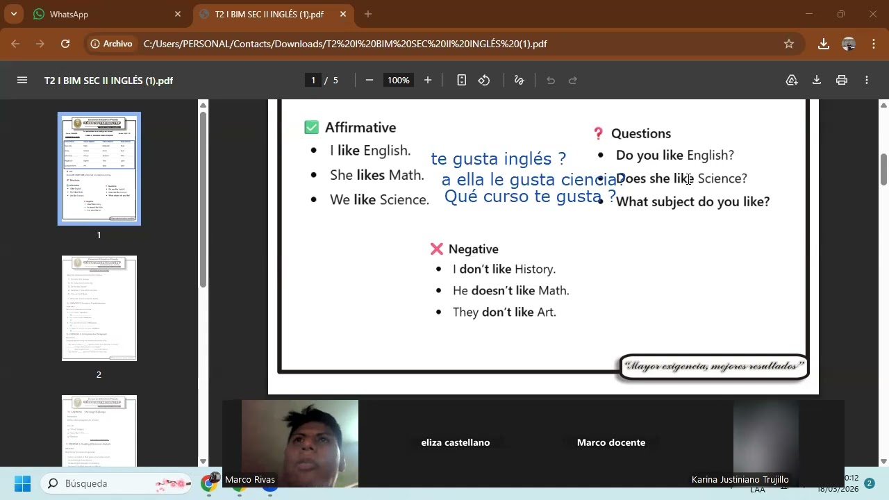 TEMA 2 I BIM INGLÉS SEC II CLASE 2