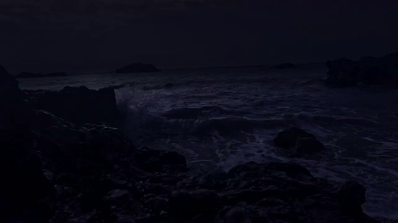 8 Hours Ocean Waves at Night 🌙 Deep Sleep, Relax, Study | No Music
