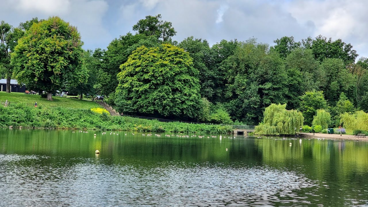 Mote Park, Maidstone, Kent. Walk around the lake, on a Shaun the Sheep in the Heart of Kent trail.