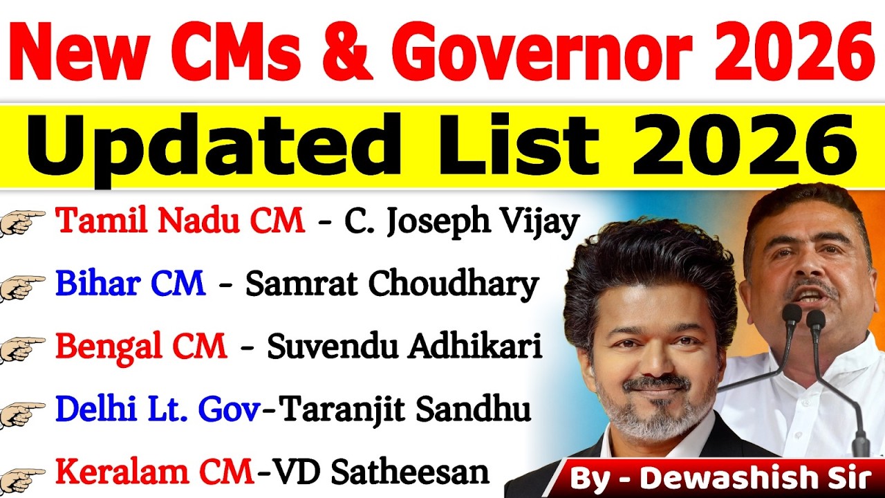 CM & Governors 2026 🔥 | Updated List 2026 | All Chief Ministers & Governors | Current Affairs 2026 🚨