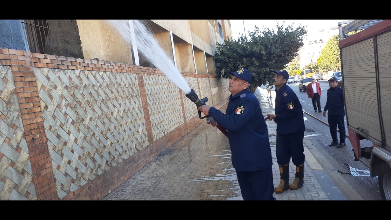 دعم الحماية المدنية لواجهات مبانى وجداريات مدرسة الشاطبى الميكانيكية العسكرية