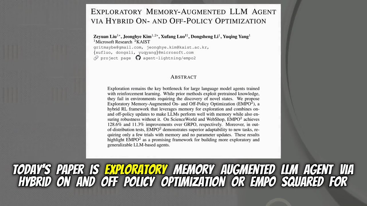 Exploratory Memory-Augmented LLM Agent via Hybrid On- and Off-Policy Optimization (Feb 2026)
