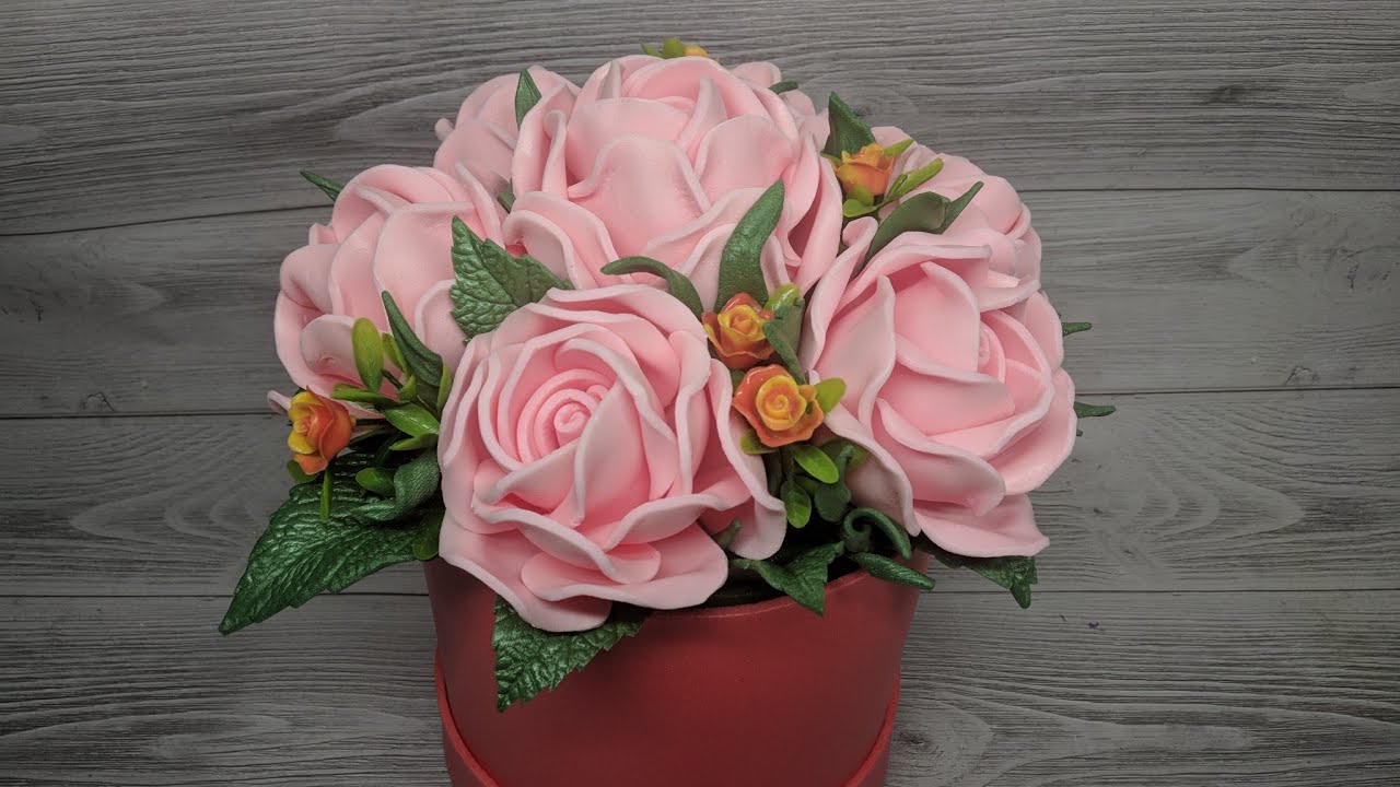Светильник букет в шляпной коробке из изолона 2 мм и 3 мм. DIY