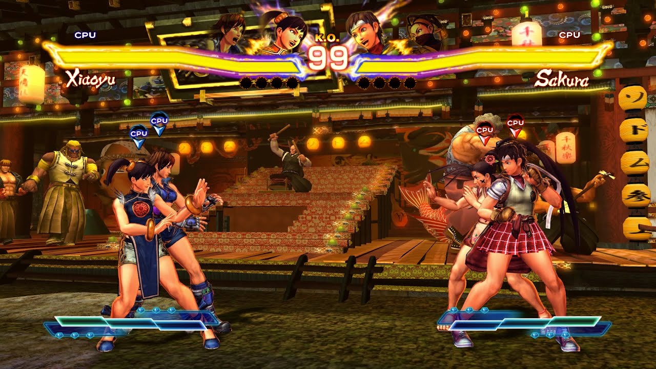 Asuka & Xiaoyu vs Sakura & Ibuki! Superb CPU Sparring!