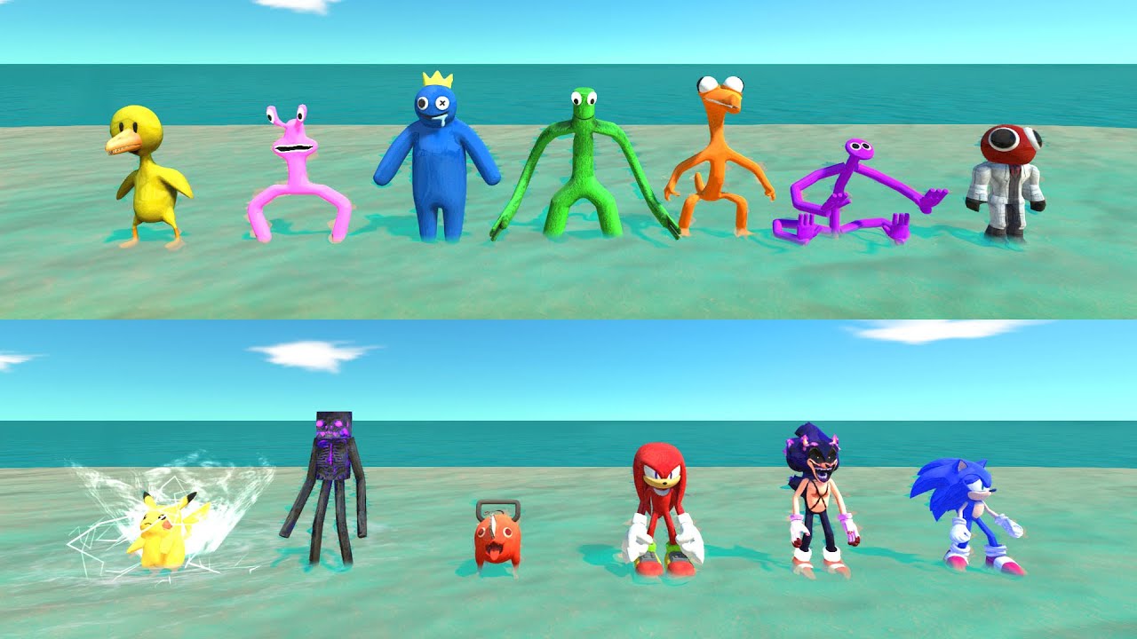 Team Knuckles vs Team Rainbow Friends - Animal Revolt Battle Simulator