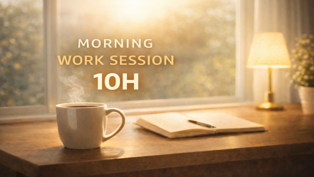 10ч Рабочая сессия в понедельник утром | Атмосфера кафе для концентрации
