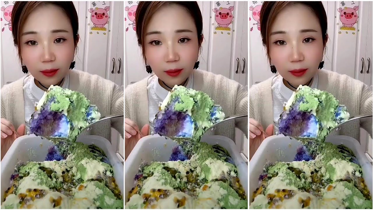 ASMR ICE EATING | MATCHA & MILK POWDER with PASSION FRUIT | RELAX VIDEO