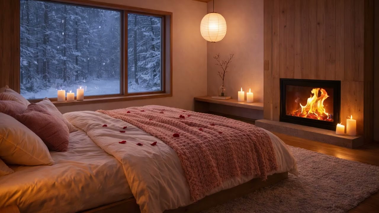 Snowy Valentine’s Retreat 🏠 Cozy Bedroom Vibes for Love & Tranquility
