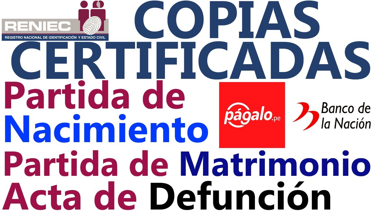 Sacar Copias Certificadas RENIEC Partidas de Nacimiento Partidas de Defunción Partidas de Matrimonio