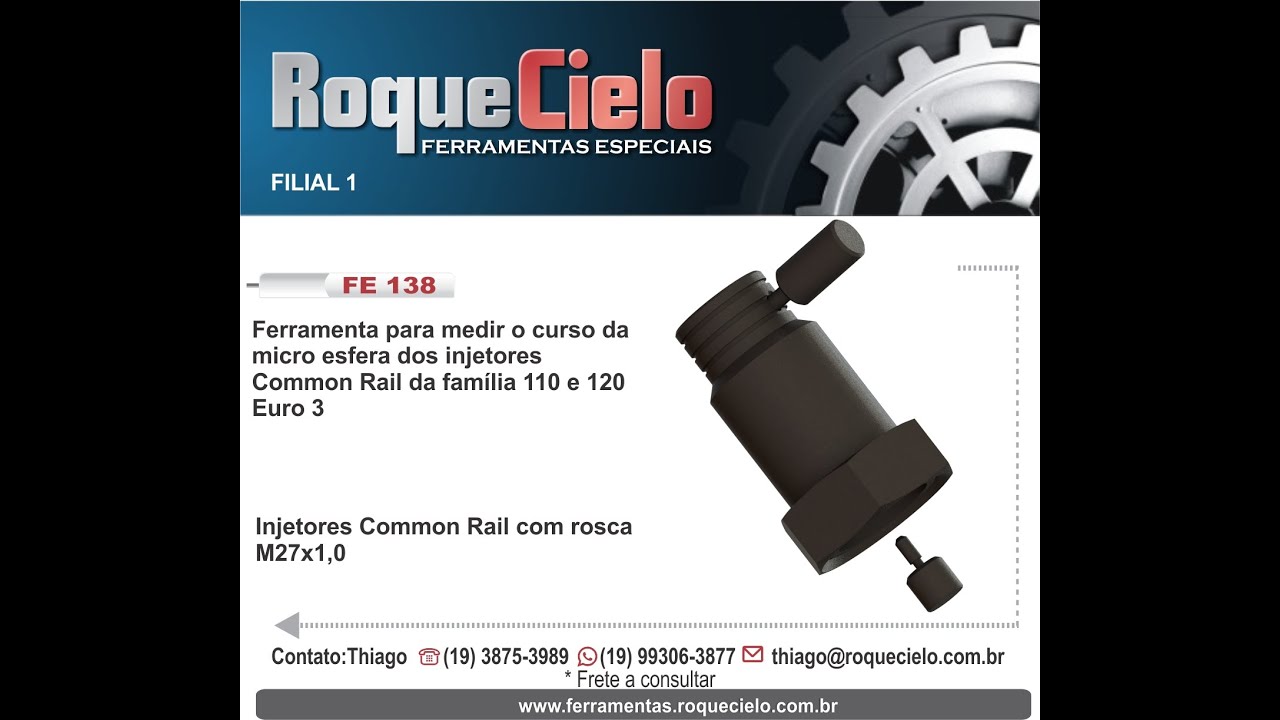 Ferramenta para medir o curso da micro esfera dos injetores Common Rail família 110 e 120 Euro 3