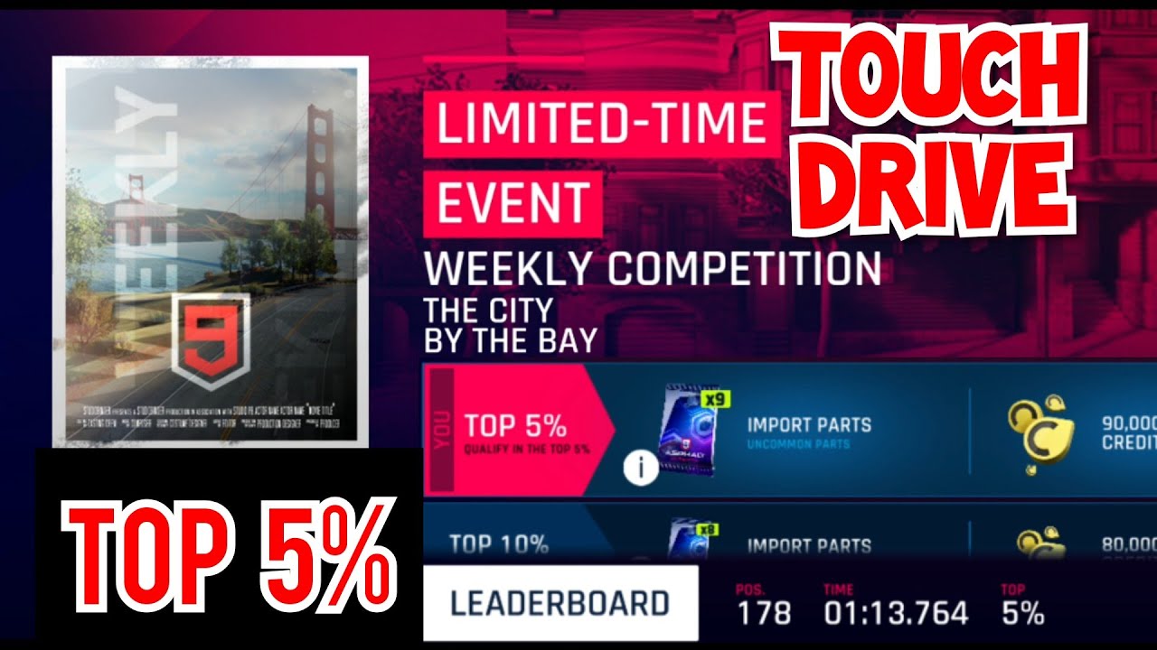 [Touchdrive] Asphalt 9 - Weekly Competition - THE CITY BY THE BAY - 01:13.764 (Top 5%)