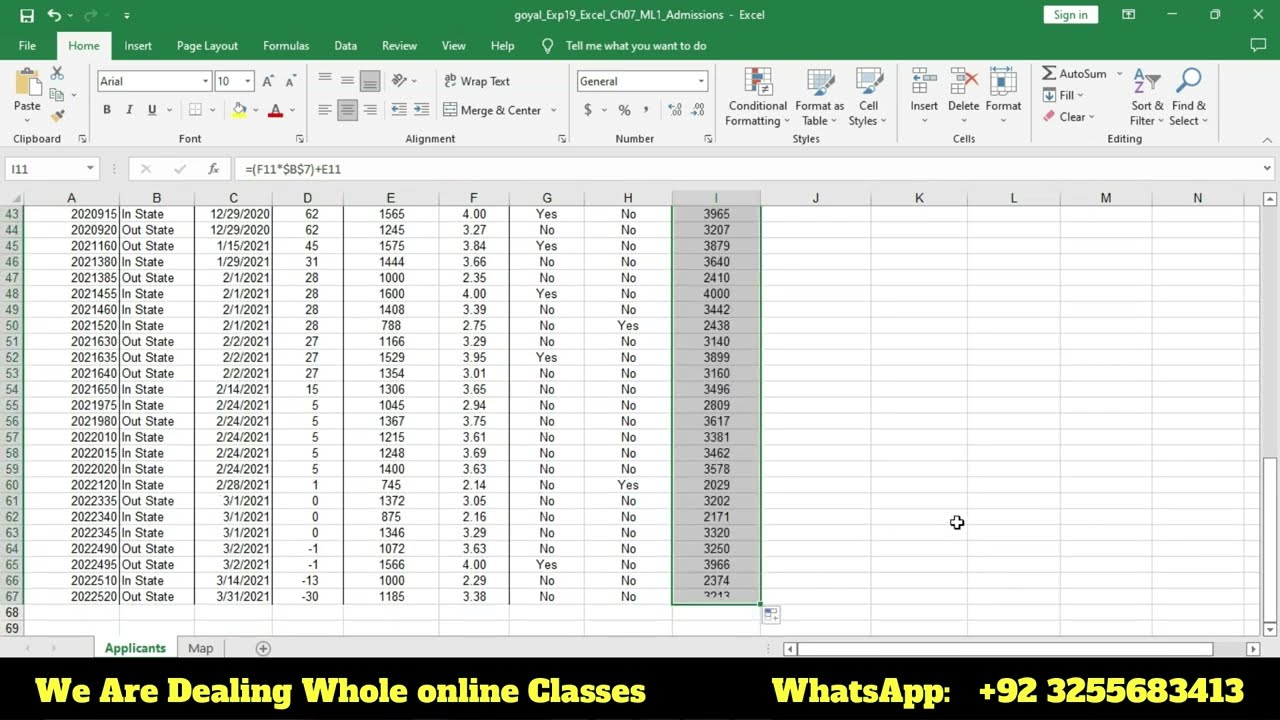 Exp19_Excel_Ch07_ML1_Admissions_xlsx | Excel Chapter 7 Mid-Level 1 - Admissions Excel Chapter 7