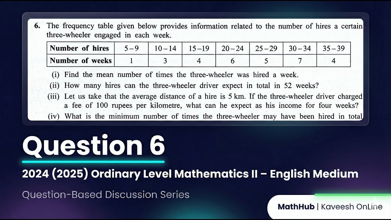 2024 (2025) Ordinary level Mathematics II - Part A - Question 6 (Statistics) - English medium