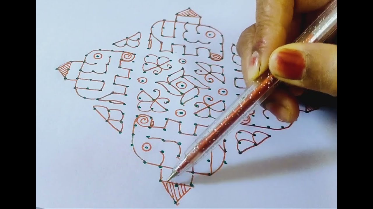 14.Beautiful 🐘 Rangoli🪅🪅 #rangoli #dialyrangoli #muggulu #ytshorts #trending 