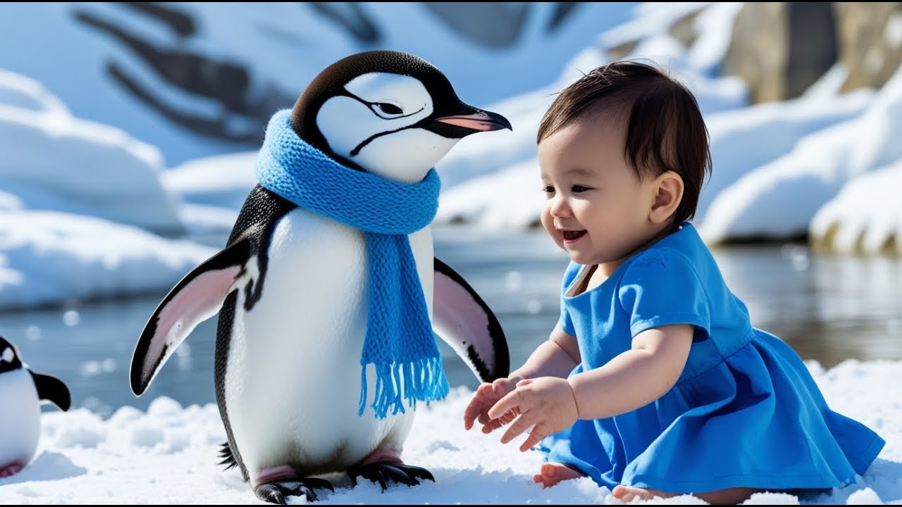Cute Penguin Playing with Baby ❄️🐧 | Snowy Winter Cartoon for Kids (Disney Style)