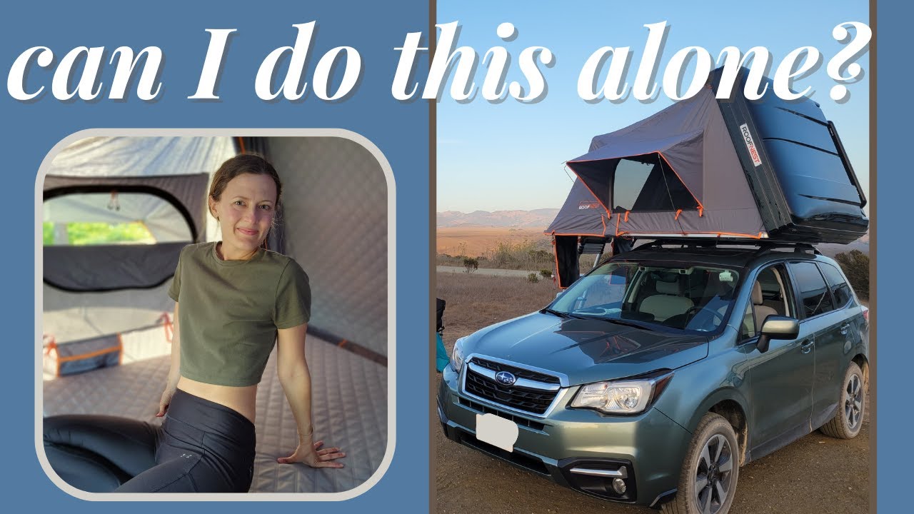 FIRST TIME camping SOLO // rooftop tent camping with my dog // solo female