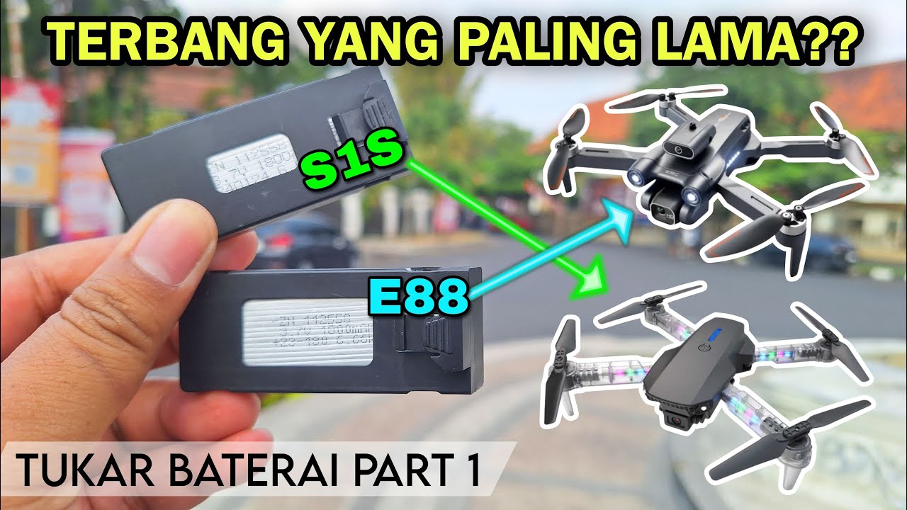 Tes Durasi Terbang Baterai Drone S1S dan E88 | Tukar Baterai Part 1