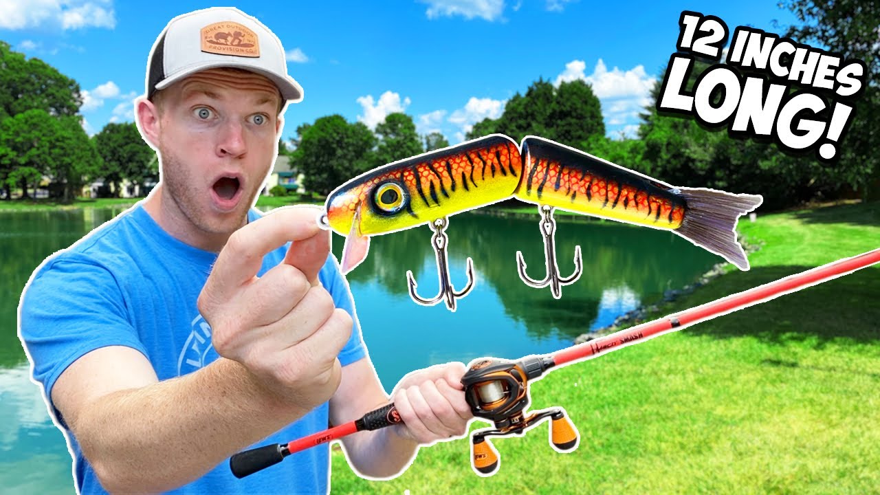 Fishing w/ a GIANT LURE in a TINY POND that's loaded with 10lb BASS!!!
