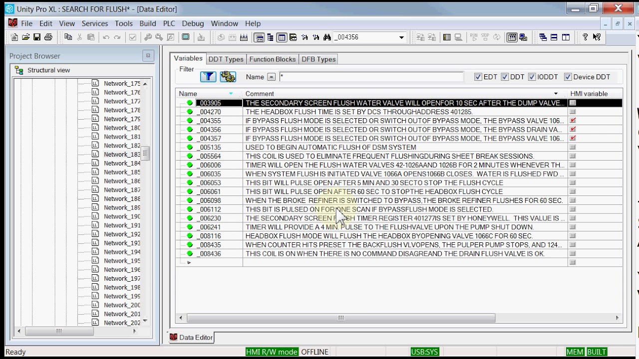 One of the easy ways to filter and search using Unity Pro by Schneider Electric