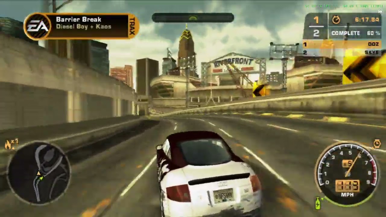 rg556 - nethersx2 - NFS:Most Wanted | 1.5x res | 102% FF | high cpu mode
