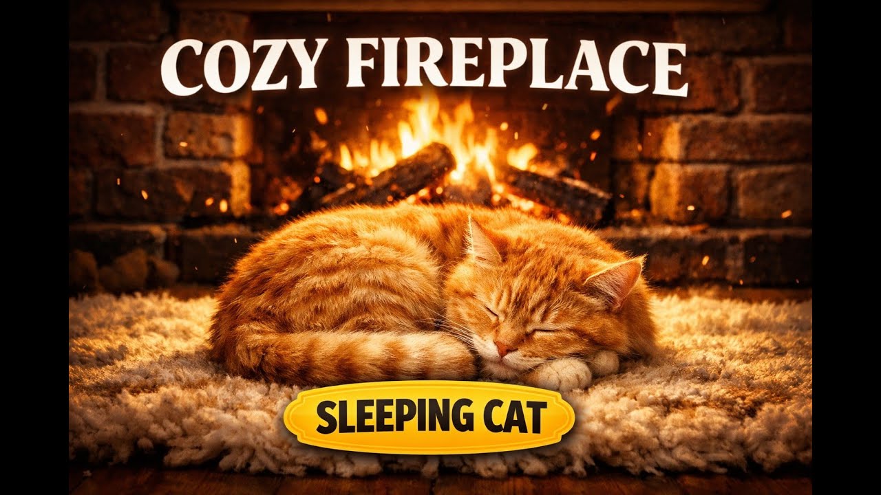 Cozy Fireplace & Sleeping Cat ASMR 🐈 Затишний вечір біля каміна