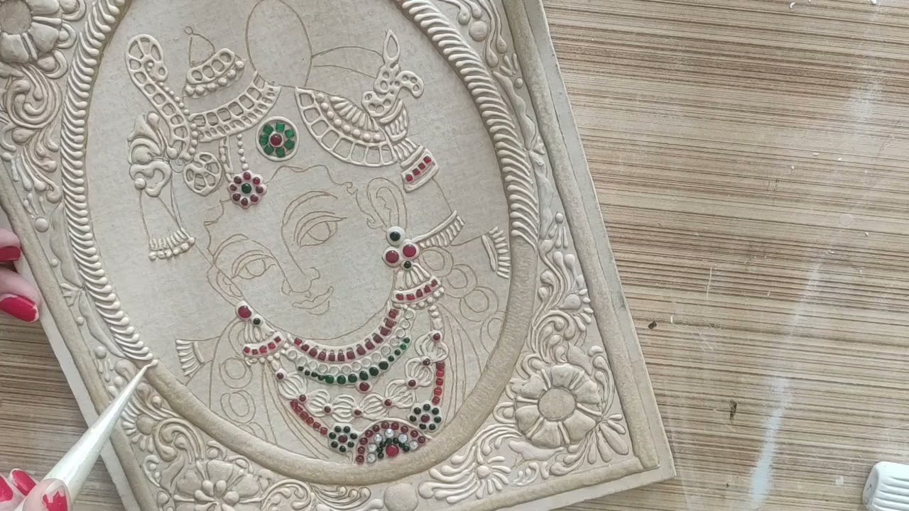 Krishna tanjore painting full tutorial(fast forward)