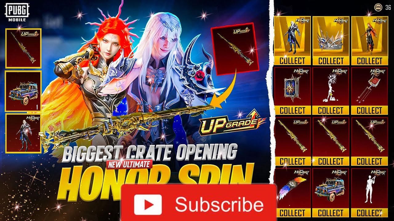 NEW HONOR SPIN OP REWARDS!M24 +ULTIMATE SET | BIGGEST CRATE OPENING | PUBG MOBILE