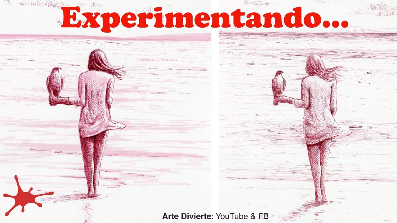 ¡EXPERIMENTANDO! Cómo dibujar una mujer con halcón - Pluma fuente