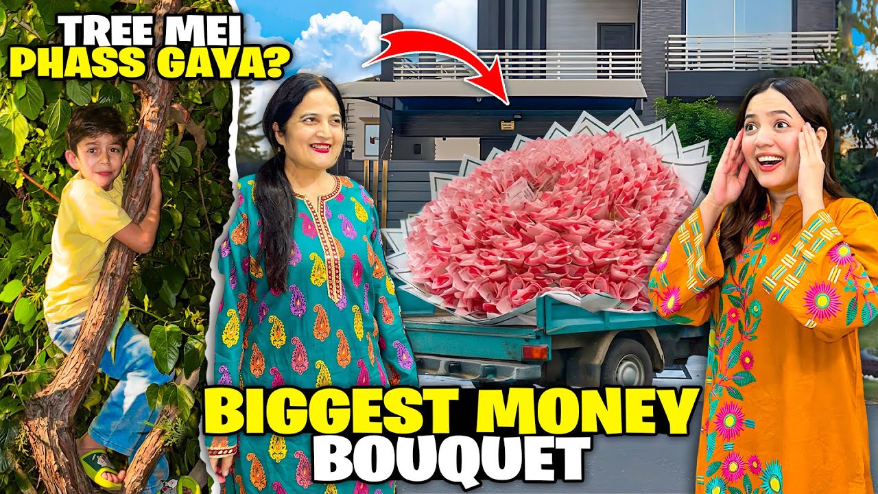 Biggest Money Bouquet Surprise🤩|Paisoun Ko Iron Kar Dia😰|Dost Tree Mein Atak Gaya😡😱|Sistrology