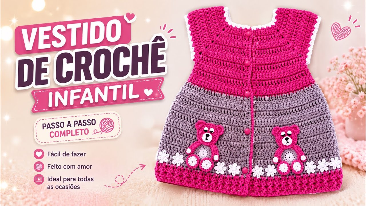 VESTIDO DE CROCHÊ PARA BEBÊ