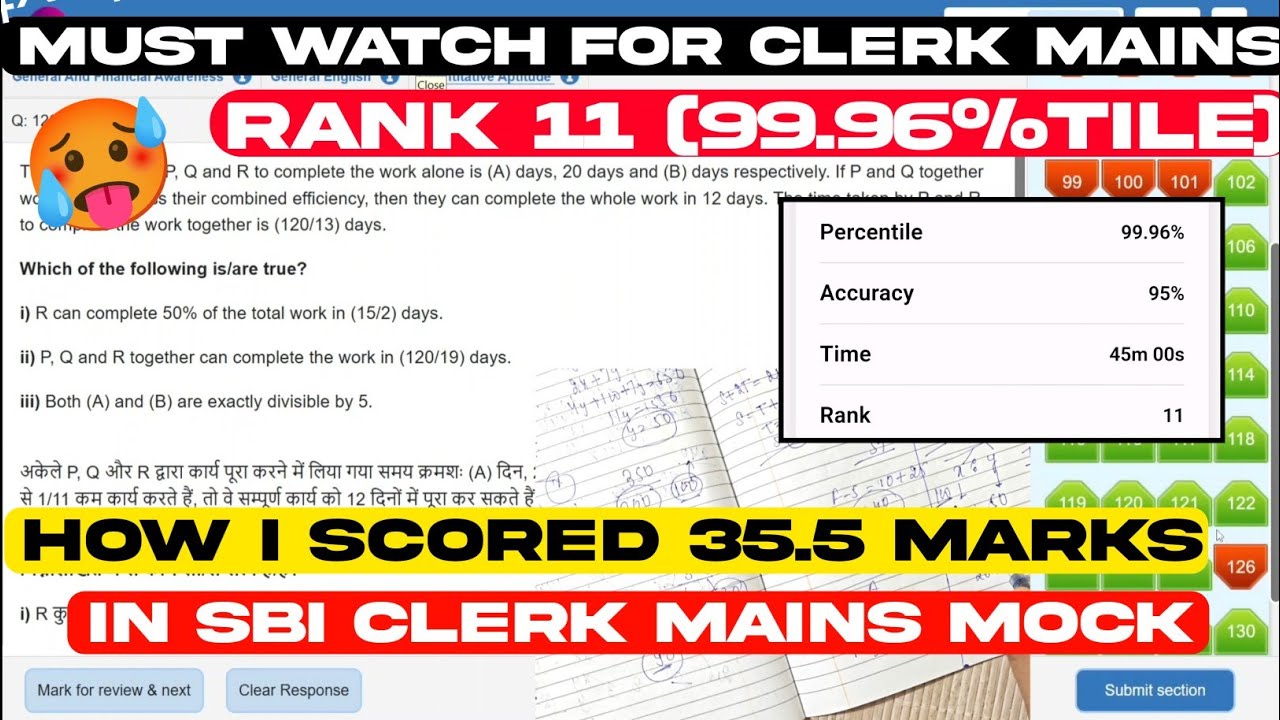 Clerk Mains Quants section approach to get 99.99% tile 🥵❤️ Best approach to attempt Quants section