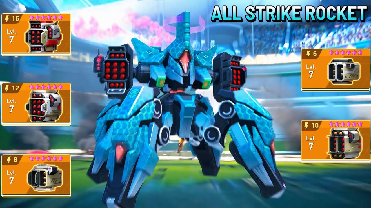Blockhorn with All Strike Rocket 16 12 10 8 6 - Mech Arena