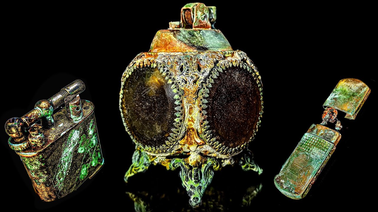 🔥 Three Vintage Lighters Restored with Gold Finish | Century-Old Treasures Revived