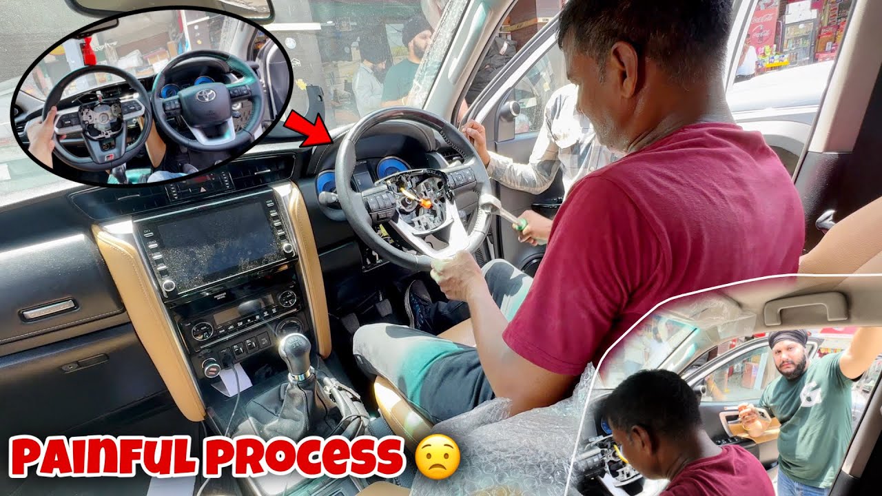 Installing Land Cruiser steering wheel in Fortuner was not easy 😬 @ishanpreetsingh8777