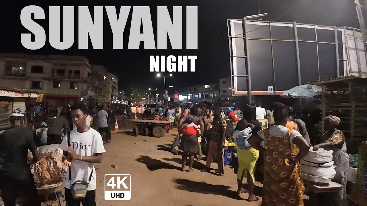 Sunyani Walk Tour E29 Night life in the Bono Region of Ghana 4K