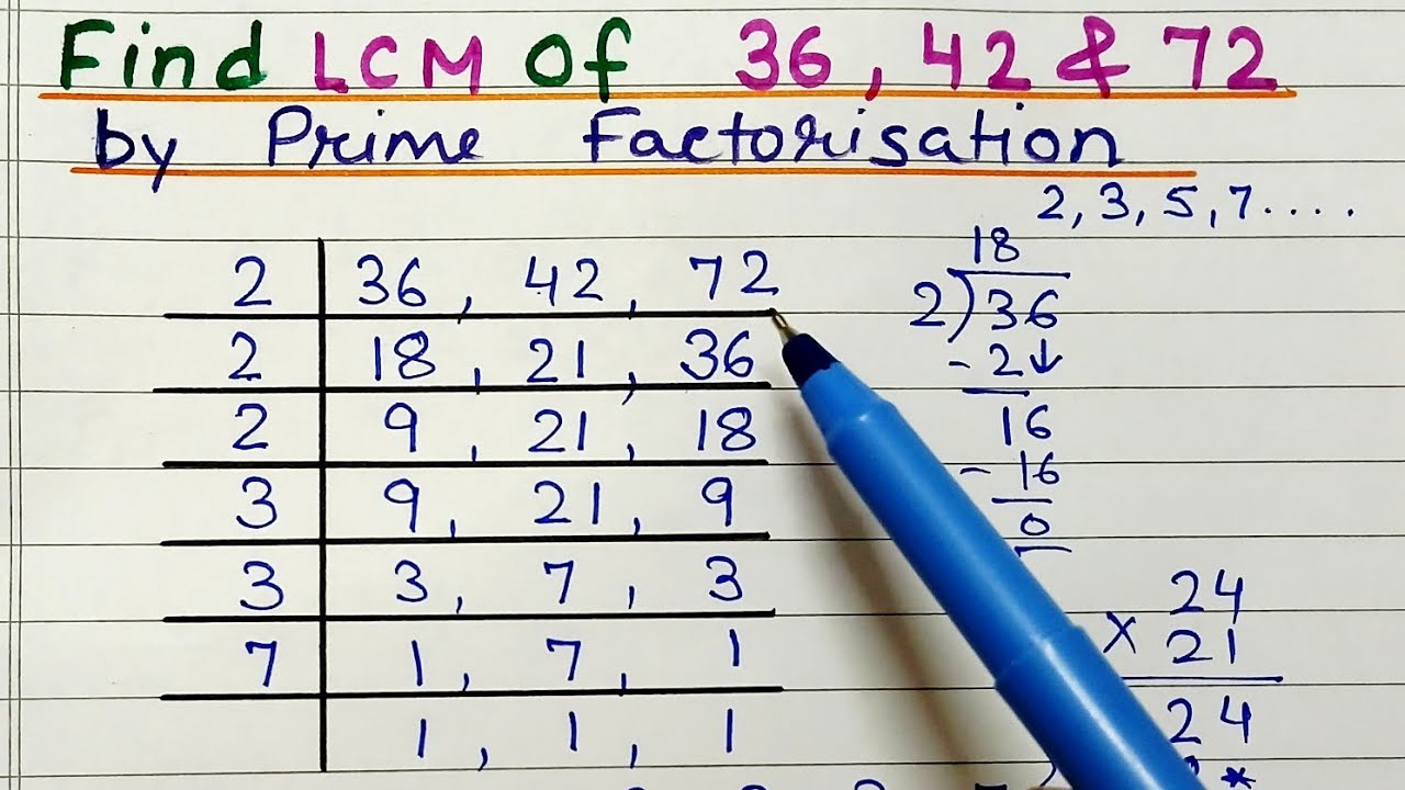 Find The LCM of 36, 42, & 72 by Prime Factorisation || LCM kaise nikale || Least common multiple
