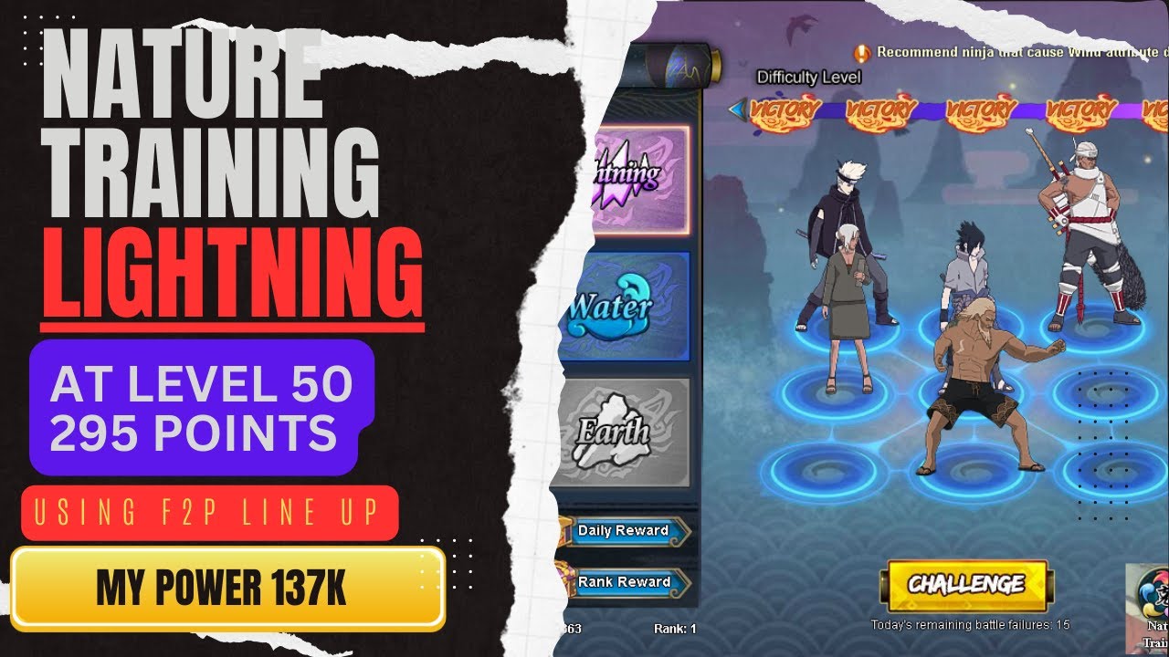 NATURE TRAINING FOR LIGHTNING AT LEVEL 50 USING F2P LINE UP.