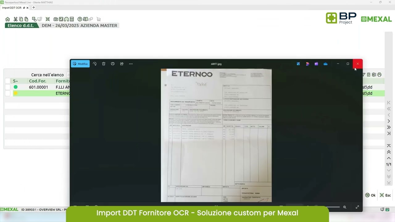 Import DDT Fornitore OCR - Soluzione Custom per Mexal