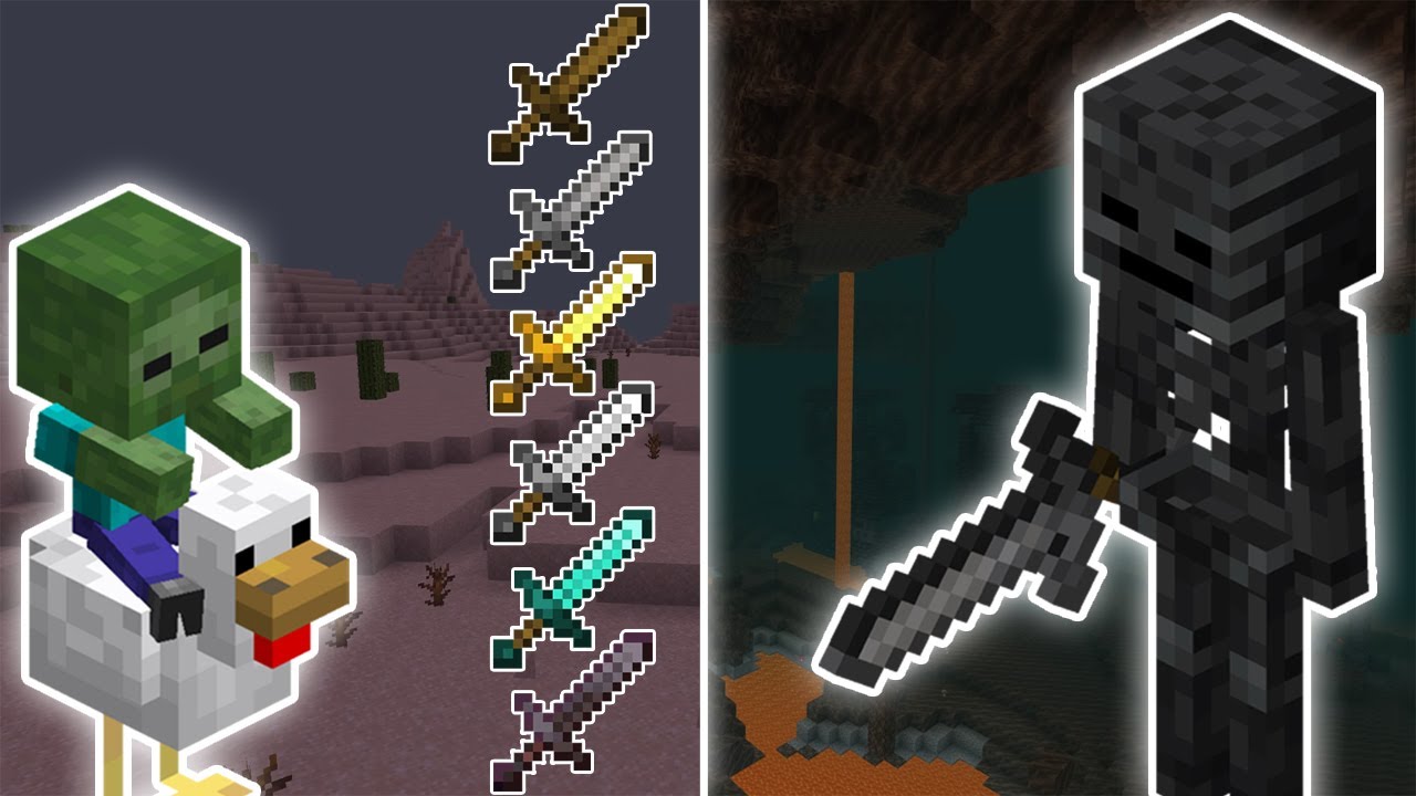 ALL SWORD-WIELDING CHICKEN JOCKEYS VS WITHER SKELETON | MINECRAFT